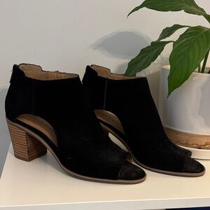 Lucky Brand Black Peep-Toe Ankle Booties